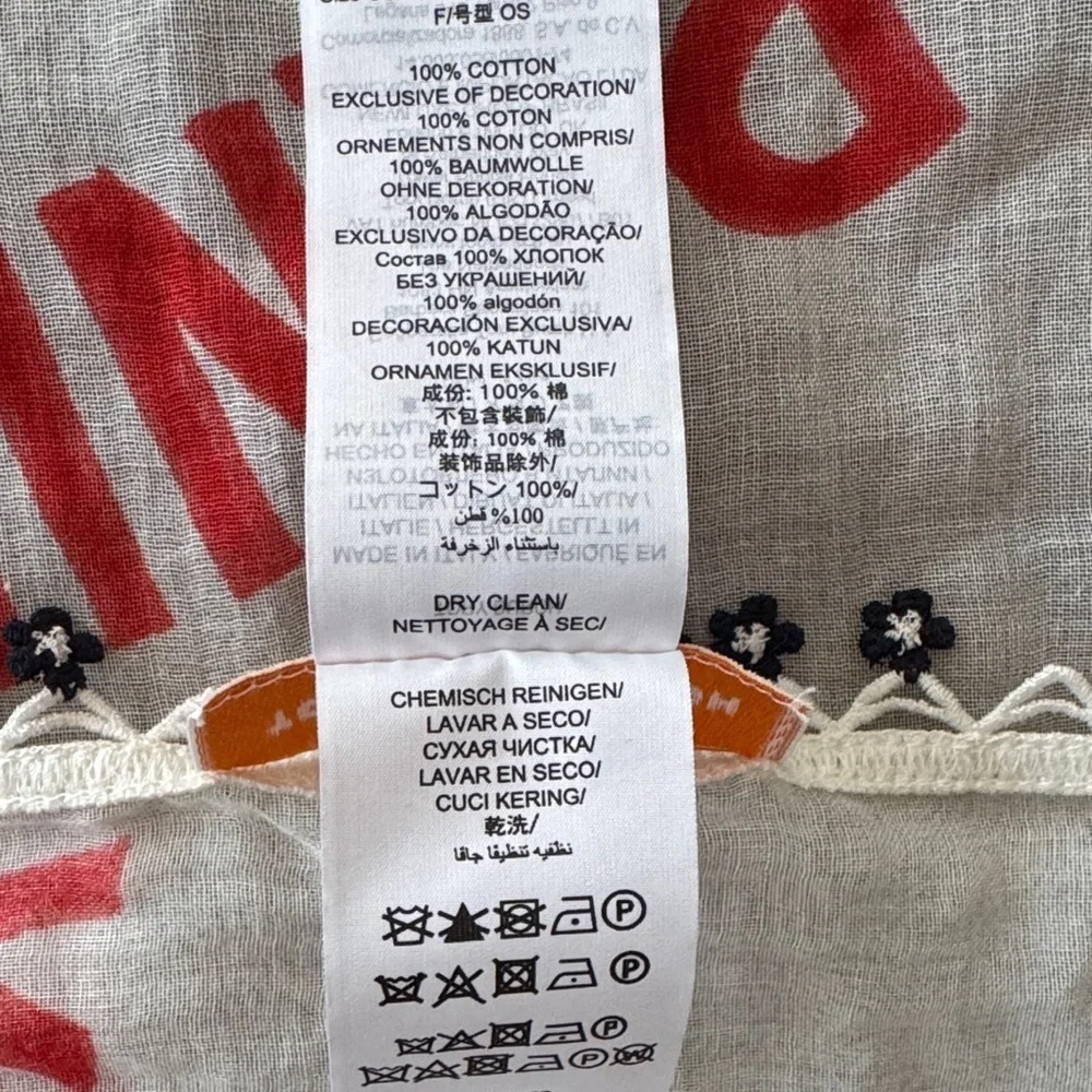 Tory Burch Fruit Basket Printed scarf in Red, Orange & Green
